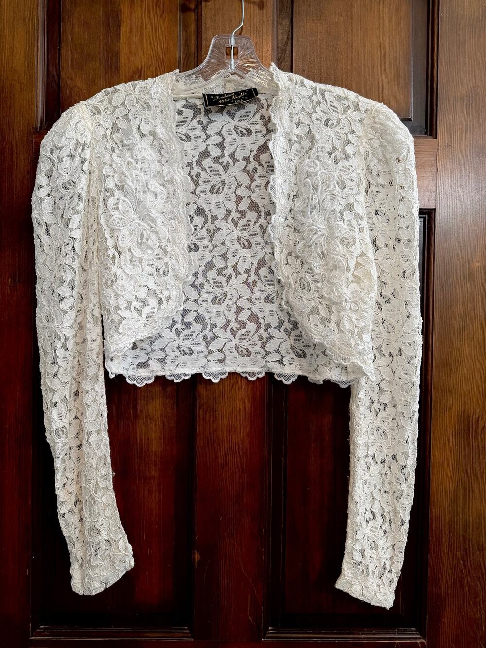 Fashion 1001 Nights Beaded White Floral Lace Bolero  Bride Top-S